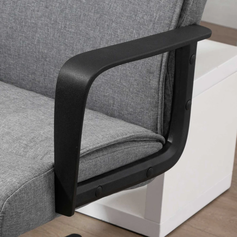 Vinsetto Mid Back Home Office Chair Height Adjustable Linen Fabric Desk Task Chair with Ergonomic Line Wide Seat, Thick Padding, and Armrest