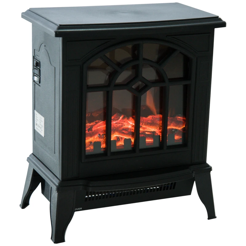 HomCom 16" 1500W Freestanding Indoor Electric Fireplace Heater - Black