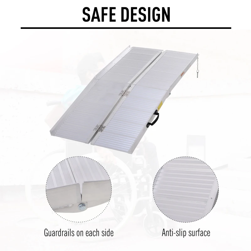 HOMCOM 5FT Aluminum Foldable Wheelchair Ramp Scooter Mobility w/ Carry Handle