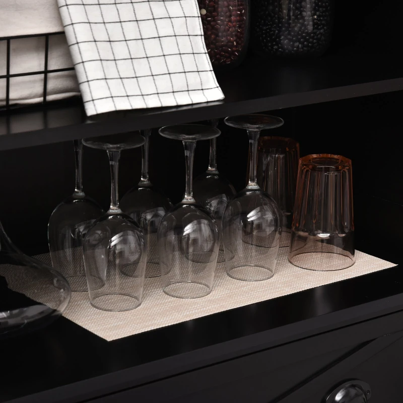 HOMCOM 5ft Tall Wood Kitchen Storage Cabinet with Adjustable Shelves, 2 Wood Pantries, Drawer and Sturdy Design - Black