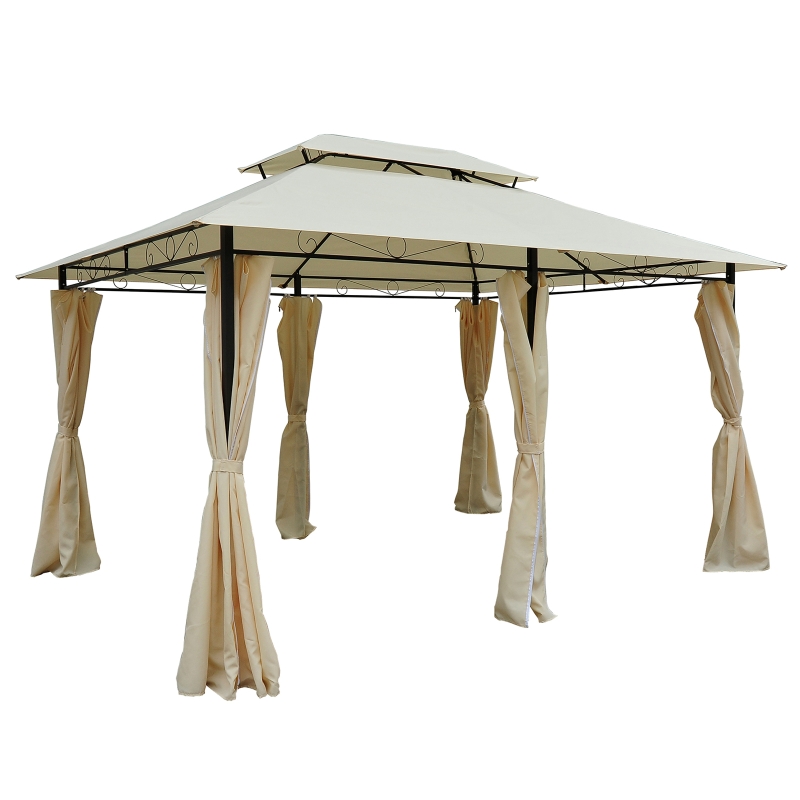 Outsunny 13’ x 10’ Outdoor 2Tier Steel Frame Gazebo with Curtains