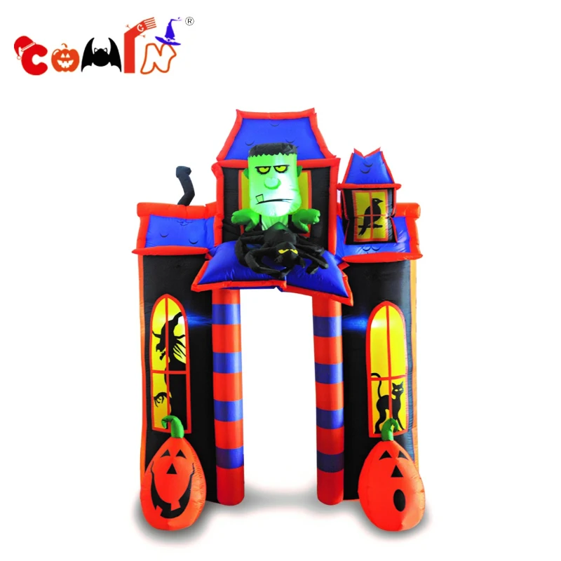 COMIN Halloween Yard Decorations 10 Foot Tall Frankenstein & Pumpkin Inflatable Arch