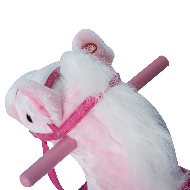 Qaba Plush Rocking Horse Soft Battery Operated Kids Toy Bouncing Rocker Ride-On Pony Walker - Pink