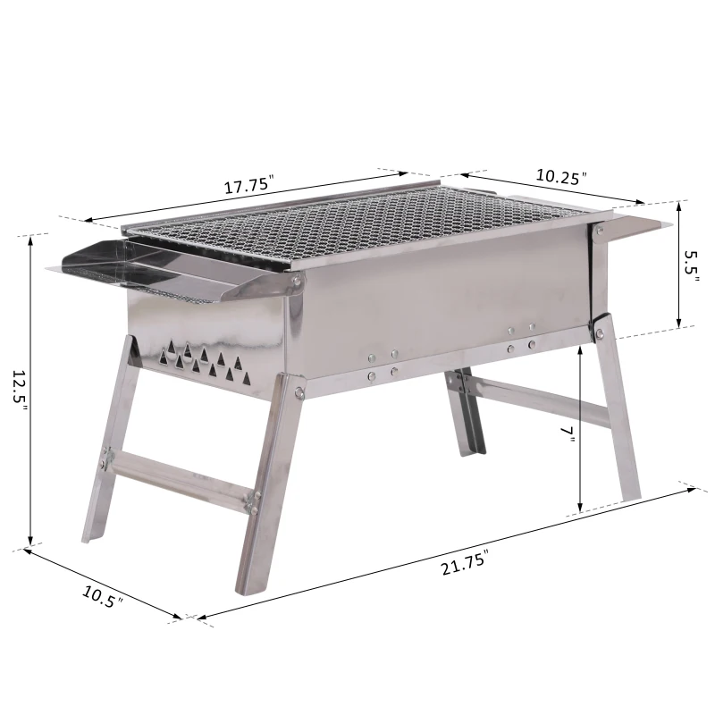 Outsunny Stainless Steel BBQ Charcoal Tabletop Grill