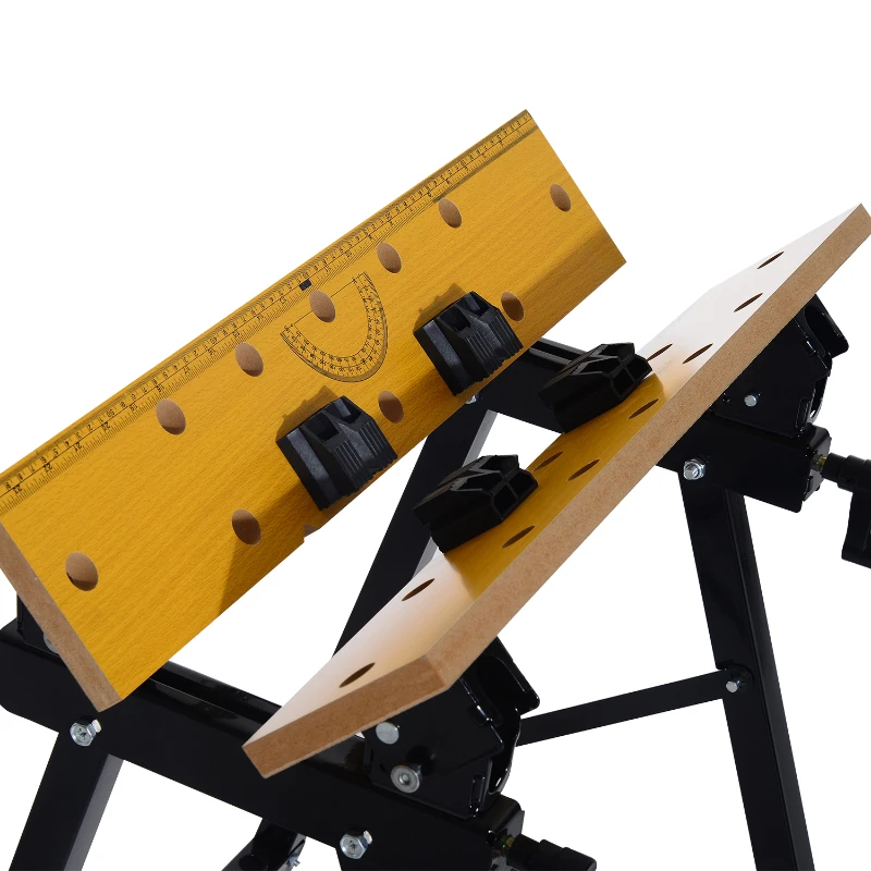 HomCom 25” Adjustable Folding Portable Work Bench and Vise – 385lb Capacity