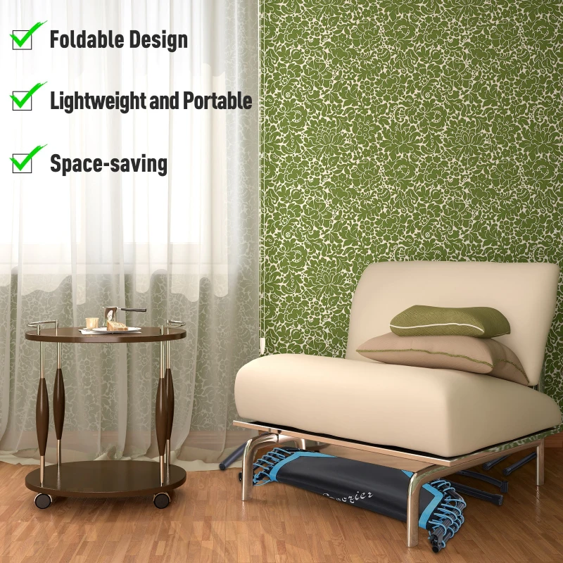 Soozier Foldable Small Exercise Trampoline with 3-Level Adjustable T-Bar for Adults and Children - Blue and Black