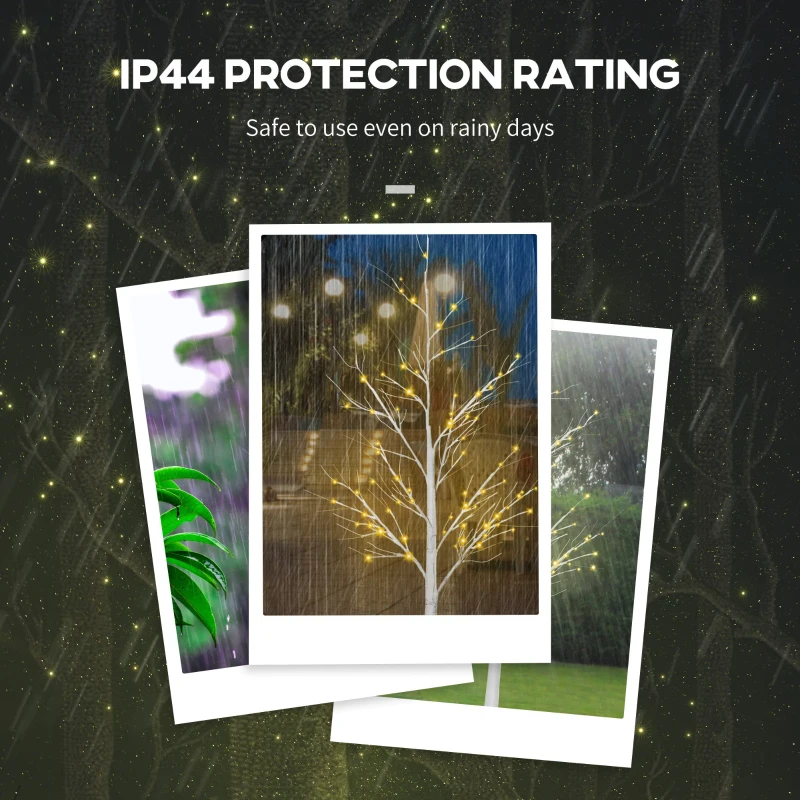 Outsunny 6' Lighted Birch Tree Set of 2, 88 Warm LED Lights, 8 Modes, Bendable Fairy Light Branches, Indoor Outdoor Home Decorations for Wedding, Christmas, Party