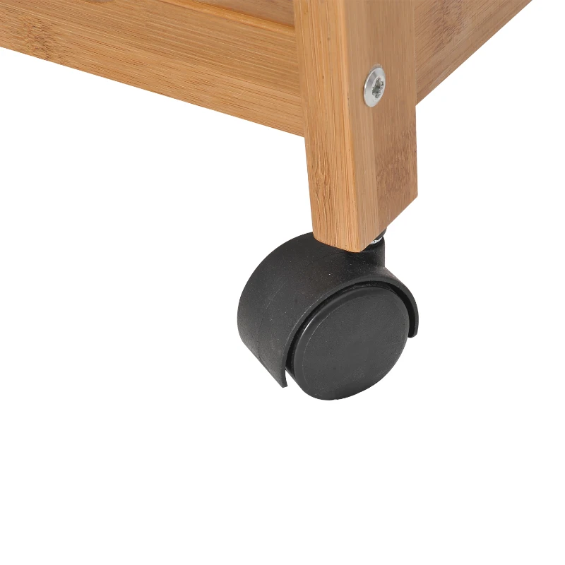 HomCom 31" Wooden Kitchen Island Rolling Storage Cart Dining Food Service Cabinet Trolley With Granite Top and Wine Rack