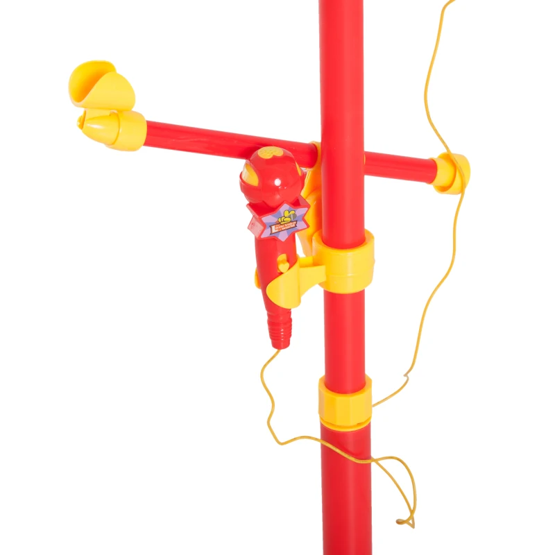 Qaba Kids Karaoke Machine Toy Play Set Music Lights with Microphones and Adjustable Stand - Red