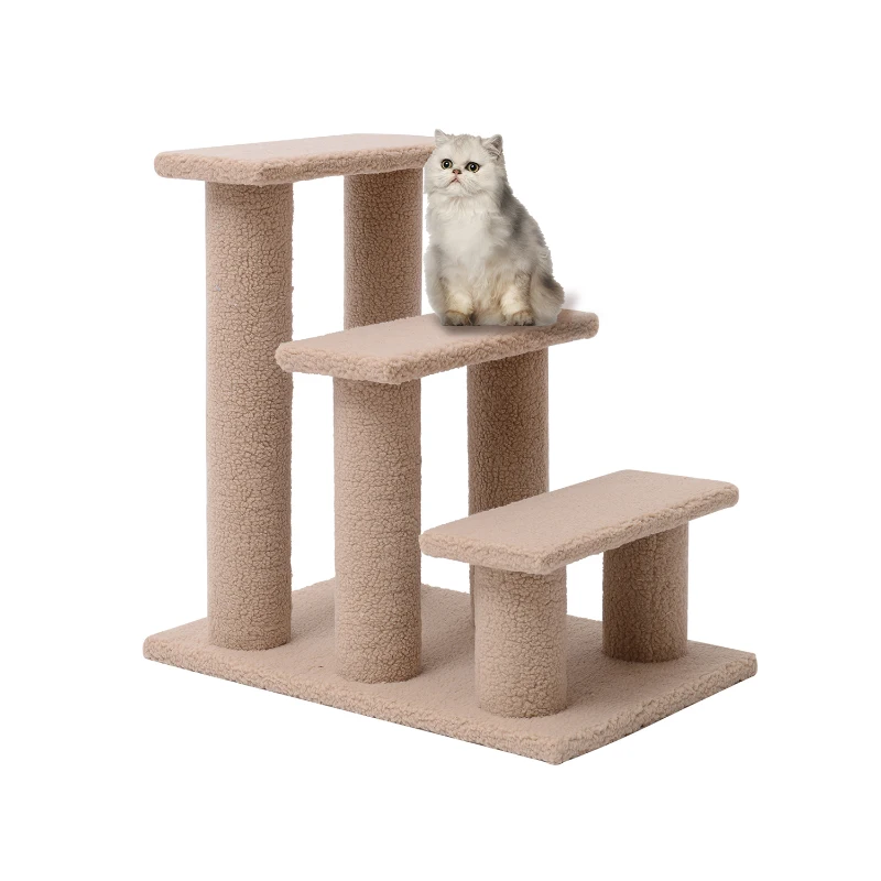 PawHut 24" 3 Step Cat Scratching Post Bed Pet Step Stool