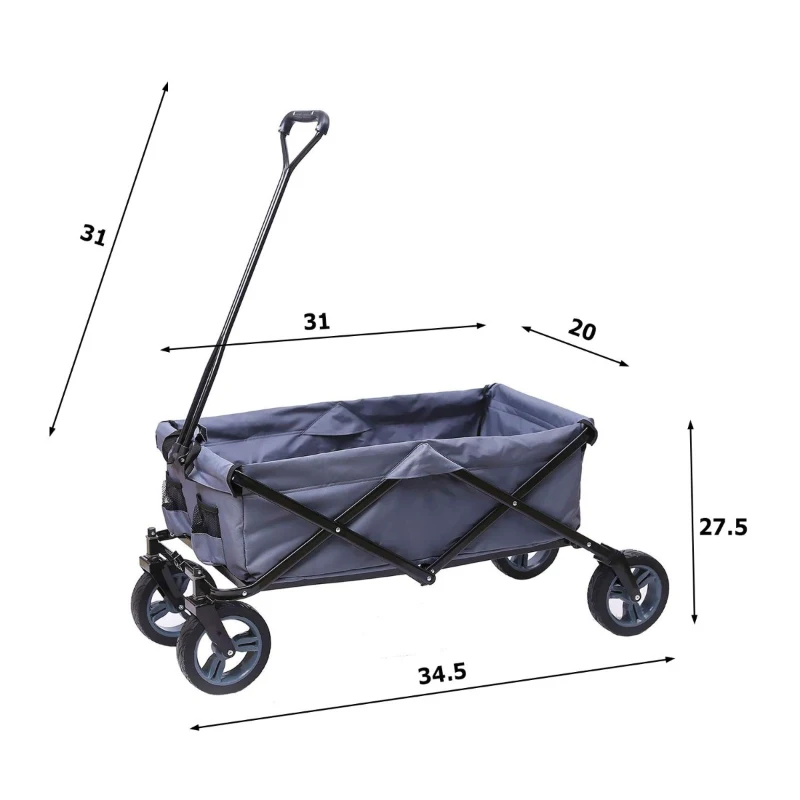 Collapsible Garden Cart Aosom Tailgate Wagon Heavy Duty All Terrain Cart Utility Car Tailgating Gear Wagon 265lbs Capacity Grey