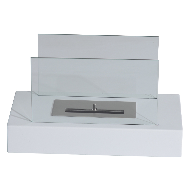 HomCom 14" Modern Free Standing Bio Ethanol Indoor Tabletop Fireplace – White