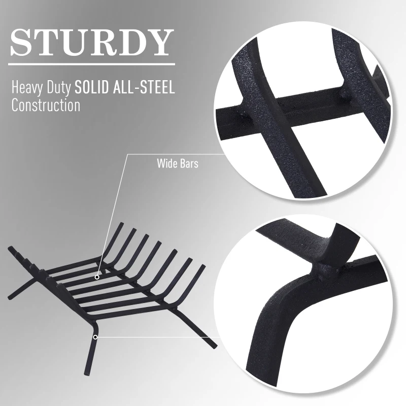 Outsunny Firewood Log Grate for Indoor Wood Burning Fireplace  Steel  7-Bar  21" L