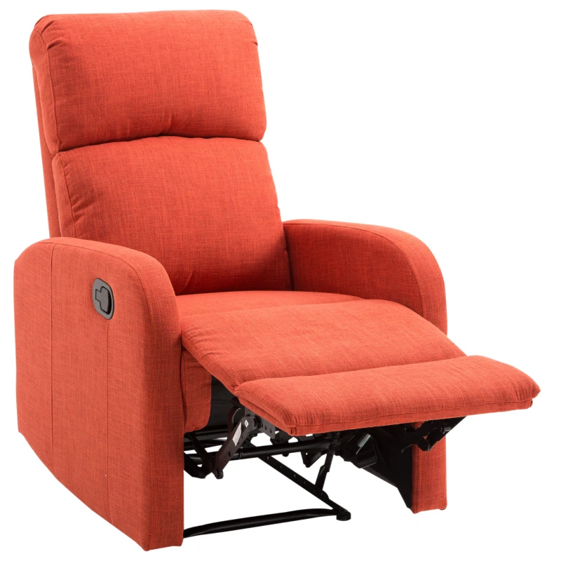 HomCom Linen Fabric Manual Recliner Lounger Chair  with Footrest - Red