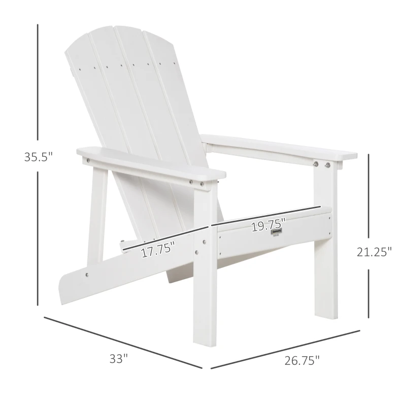 Outsunny Adirondack Chair, HDPE Fire Pit Chair, Weather Resistant Outdoor Chair for Patio, Garden, Backyard, Lawn, White