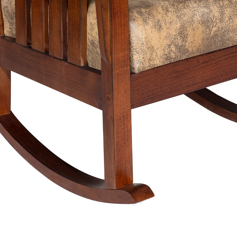 HOMCOM Faux Suede Rubberwood Indoor Porch Rocking Chair