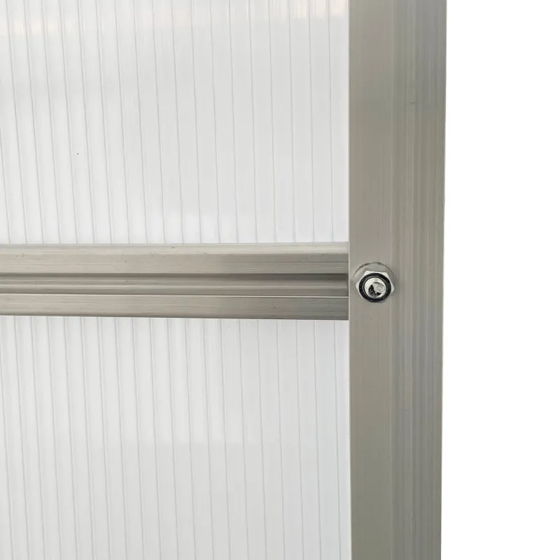 Outsunny 8' x 6' Aluminum Outdoor Greenhouse, Polycarbonate Walk-in Garden Greenhouse Kit with Adjustable Roof Vent, Rain Gutter and Sliding Door for Winter, Silver