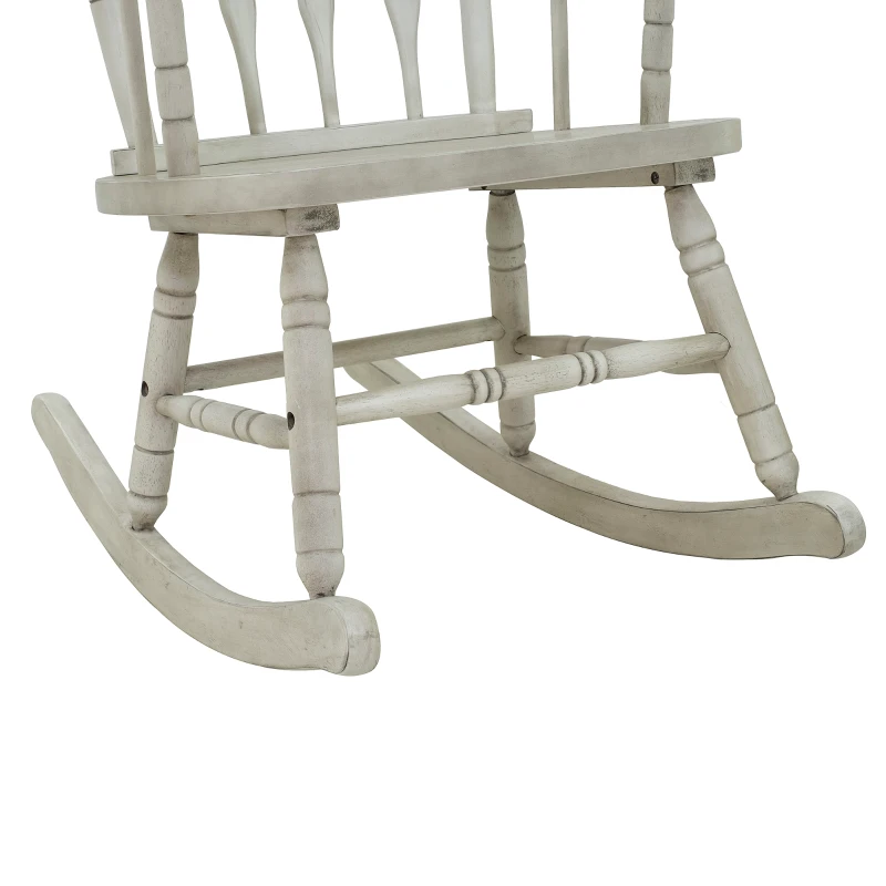 HomCom Rubberwood Indoor / Outdoor Porch Slat Rocking Chair - Antique White