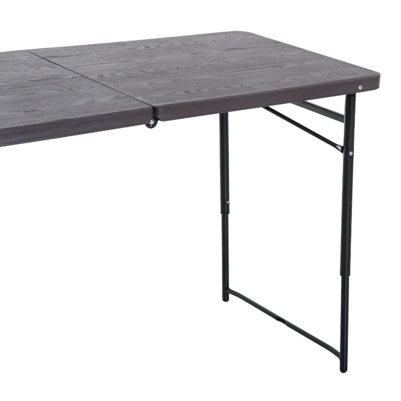 Open Box Outsunny Folding Lightweight Rectangle Picnic Desk Outdoor Height- Adjustable Camping Table
