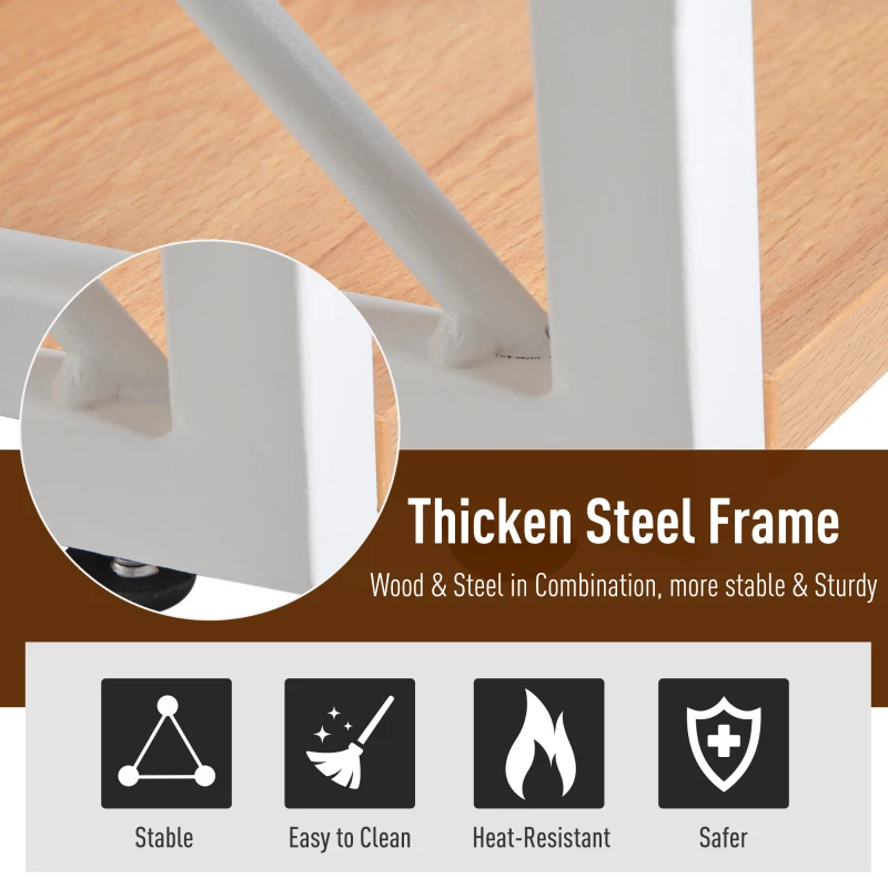 HomCom 3 Tier Wood X-Frame End Table - Light Beech / White