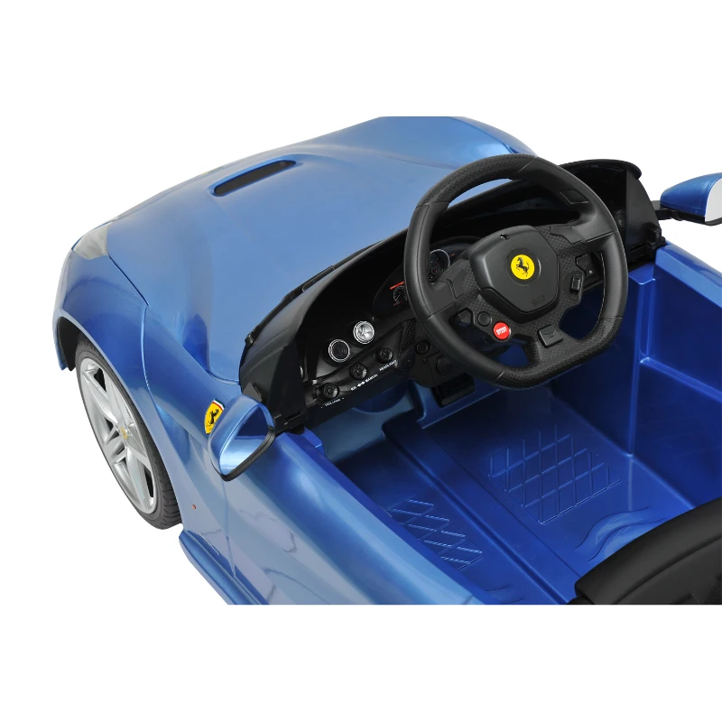 Open Box Ferrari F12 Kids 6v Electric Ride On Toy Car w/ Parent Remote Control - Blue