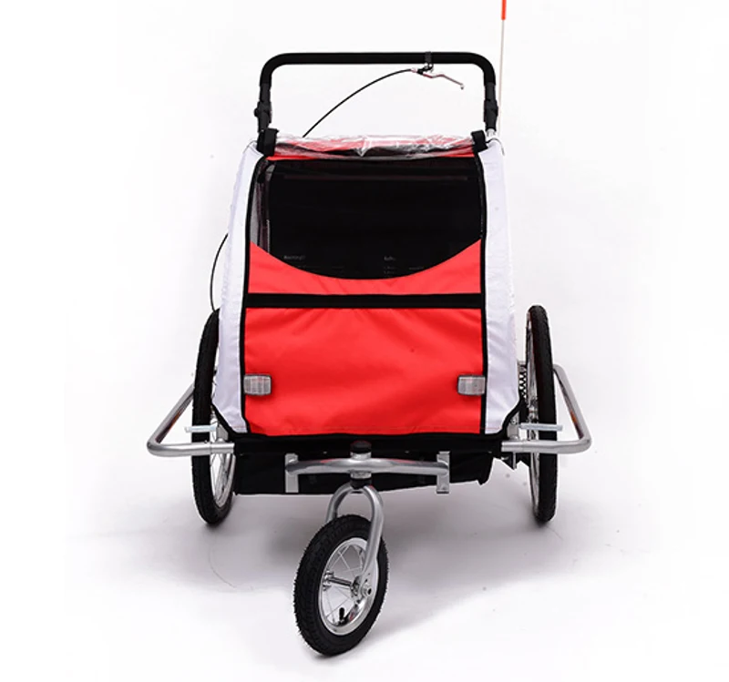 Aosom Elite II 3in1 Double Child Bike Trailer, Stroller & Jogger - Red/ White
