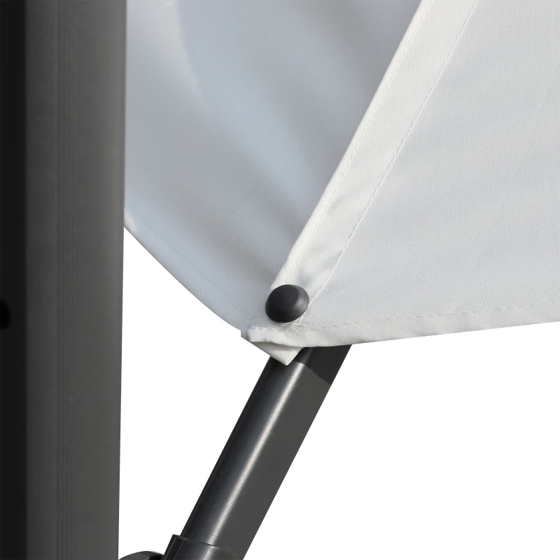 Outsunny 10' Hanging Tilt Offset Cantilever Patio Umbrella with 6-Level Adjustable Angle, Base Stand, UV Fighting Canopy, & 360° Rotation, Cream White