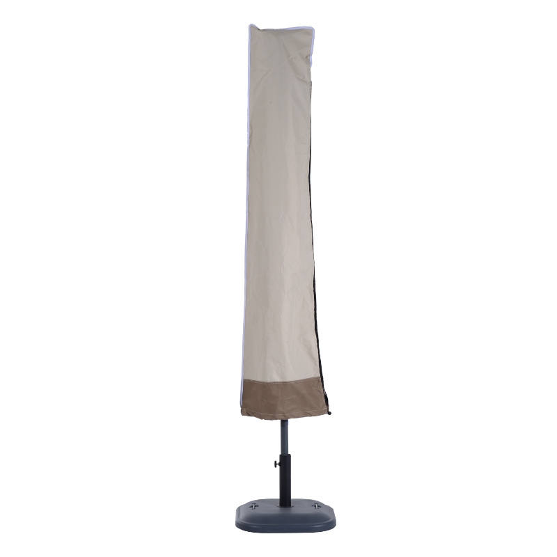 Outsunny Cantilever Patio Umbrella Cover, Outdoor Market Umbrella Protector with Zipper, Cord Lock, Beige and Coffee