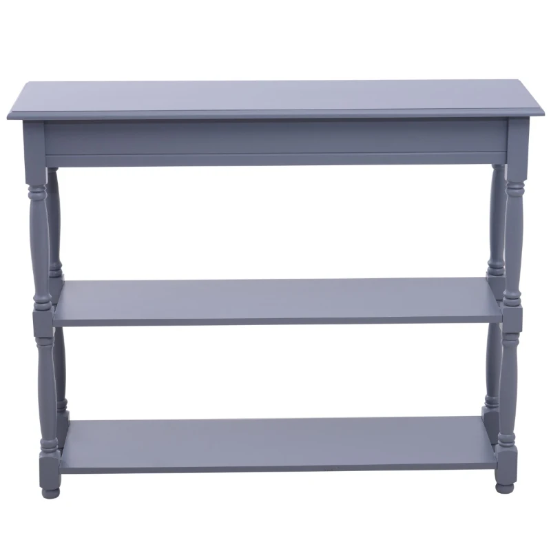 HomCom 40"W Modern Country Pine 3 Tier Wooden Entryway Console Table - Grey
