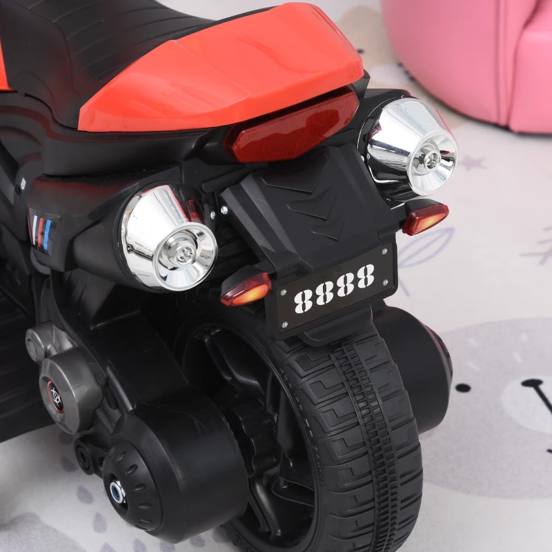 Aosom Electric Child Ride On Motorcycle 6V Battery Powered Motorbike with Training Wheels, for 3-8 Years Old Kids - Red