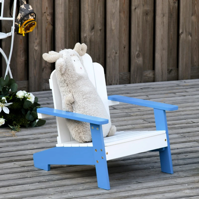 Outsunny Kids Adirondack Chair Wooden Classic Lounge Indoor for Backyard Deck Beach Garden Room 20" x 19.75" x 20.75" Blue