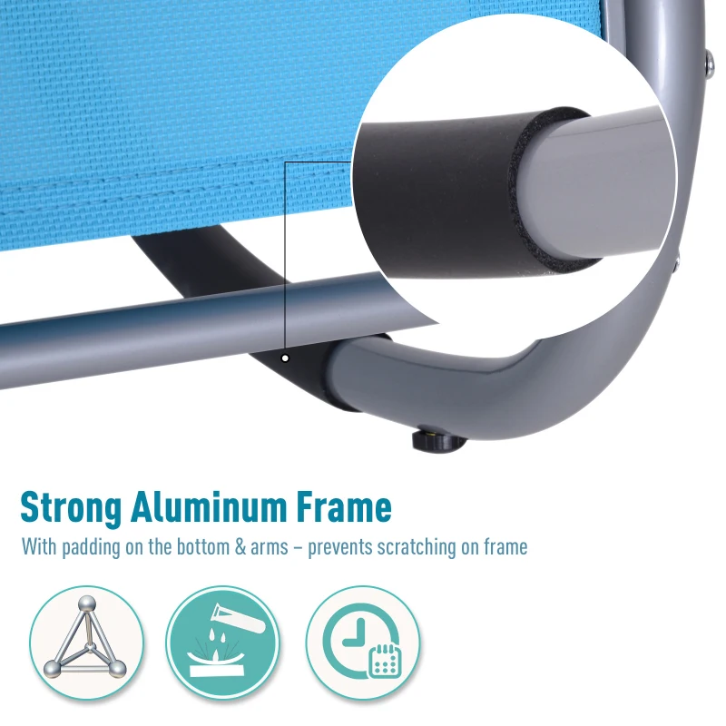 Outsunny Zero Gravity Rocking Lounge Sling Reclining Chair with Padded Headrest - Blue