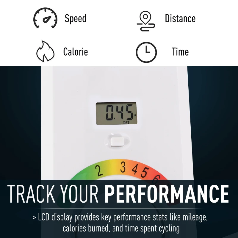 Soozier 2-in-1 Stationary Exercise Bike and Tabletop Workstation with LCD Monitor  White