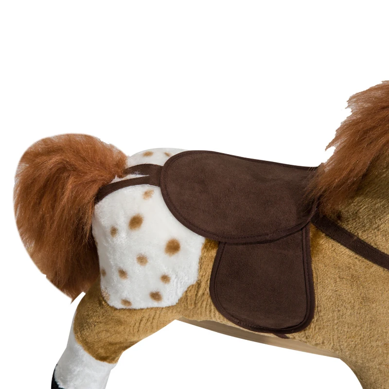 Open Box Qaba Kids Plush Interactive Rocking Horse Pony Toy with Realistic Sounds - Brown
