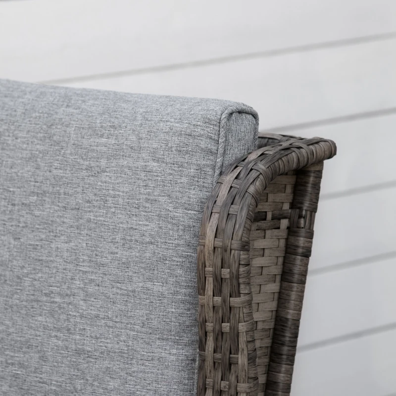 Outsunny Patio Wicker Rocking Chair, Outdoor PE Rattan Swing Chair w/ Soft Cushions, Classic Style for Garden, Patio, Lawn, Mixed Gray