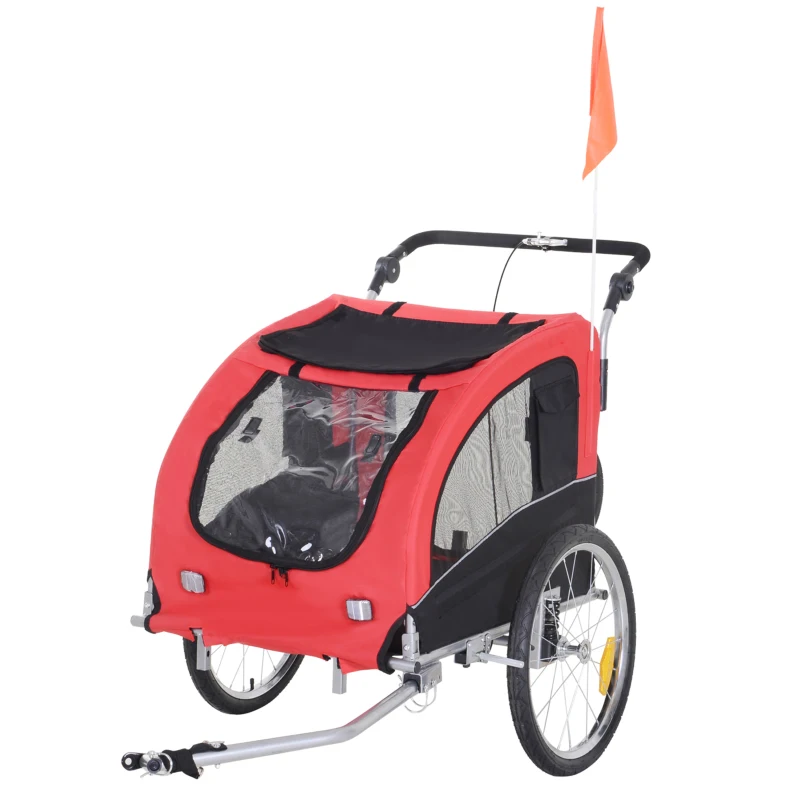 Aosom Elite Pet Dog Bike Bicycle Trailer Stroller Jogger w/ Suspension - Red and Black
