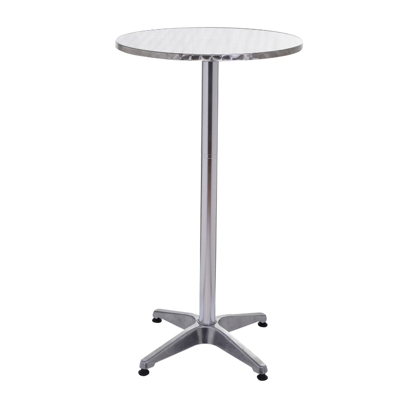 HomCom 24" Round Adjustable Stainless Steel Top Aluminum Standing Bistro Bar Table