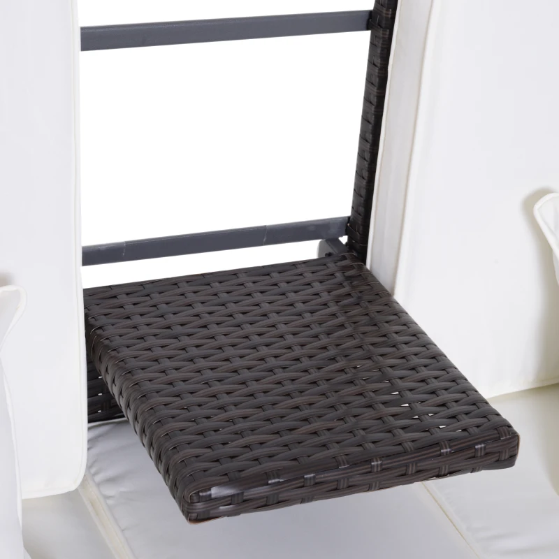 Outsunny 3 Piece Loveseat and Nested Ottoman Outdoor Furniture Set with Adjustable Armrest