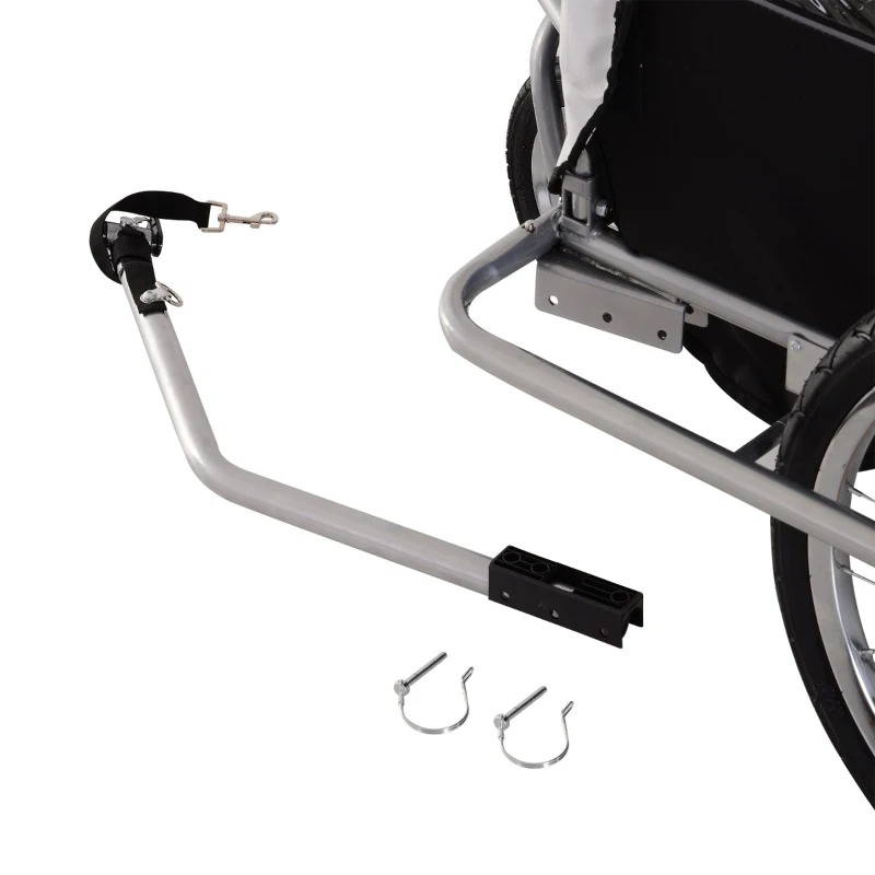 Aosom Elite Double Baby Bike Trailer Stroller Child Bicycle Jogger Swivel Wheel - Black and White