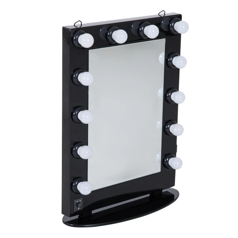 HomCom LED Lighted Make-Up Vanity Mirror - Black