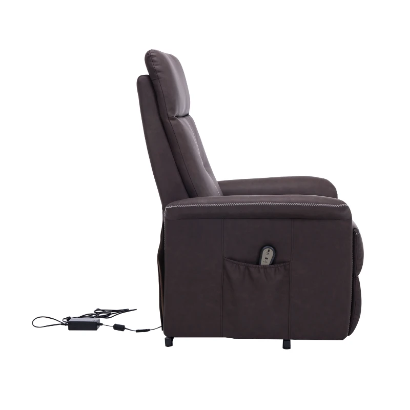 HomCom Faux Leather Three Position Lift Chair Recliner With Remote - Brown