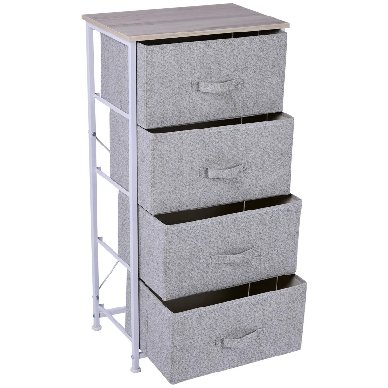 HOMCOM 26"  4 Drawer Vertical Storage Cube Dresser with Fabric Bins
