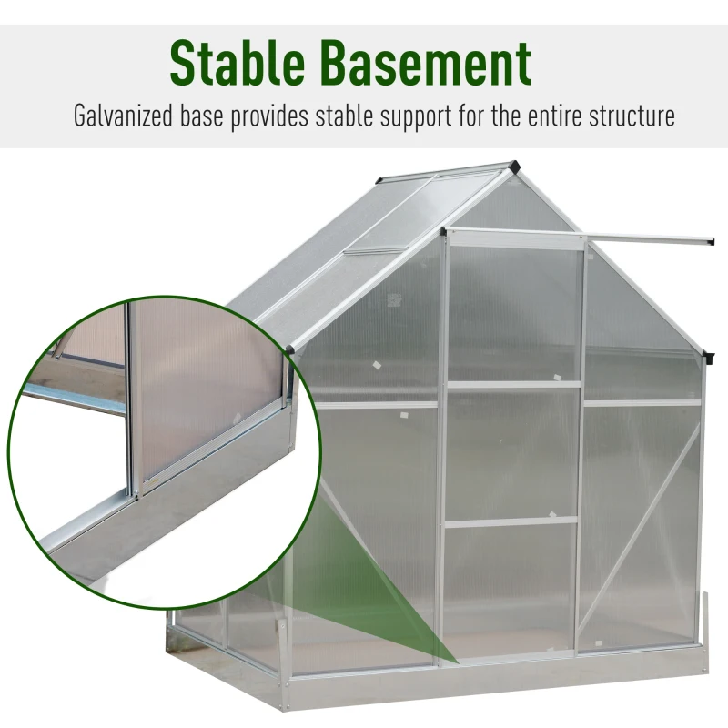 Outsunny Aluminum 4.25' L x 6.25'W x 7.2'H Polycarbonate Portable Walk-In Garden Greenhouse