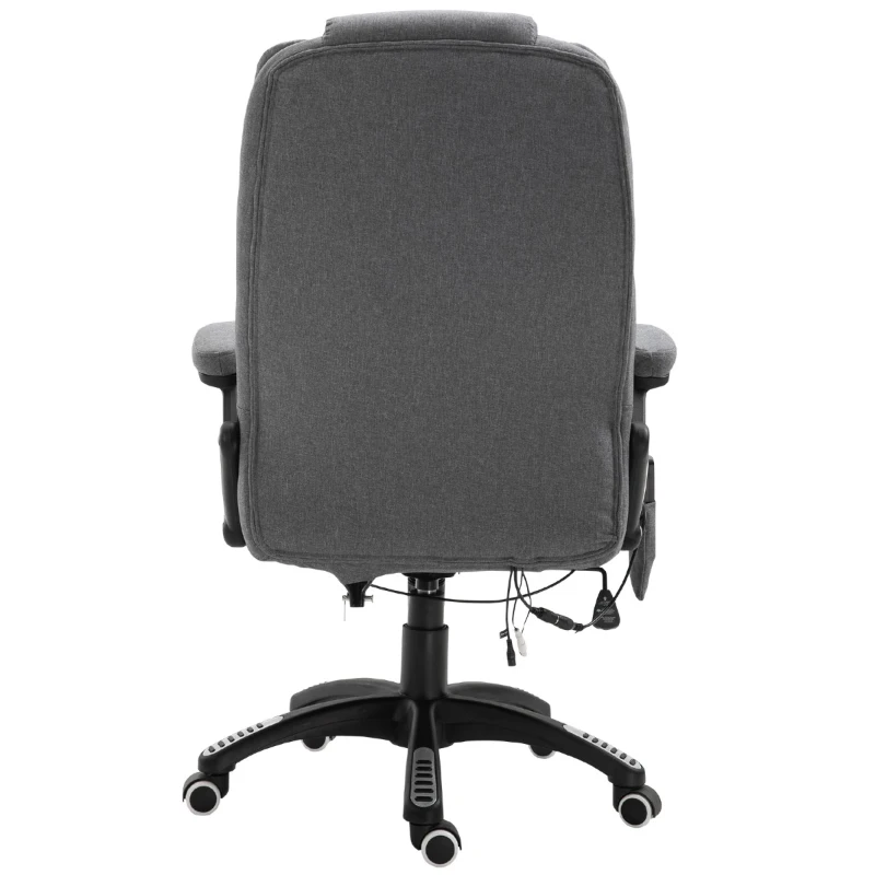 Vinsetto Adjustable Reclining Heating Massage Office Chair Linen Fabric - Grey