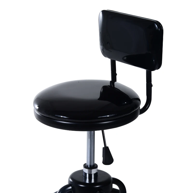 HomCom Adjustable Height Swivel Shop Stool w/ Backrest - Black