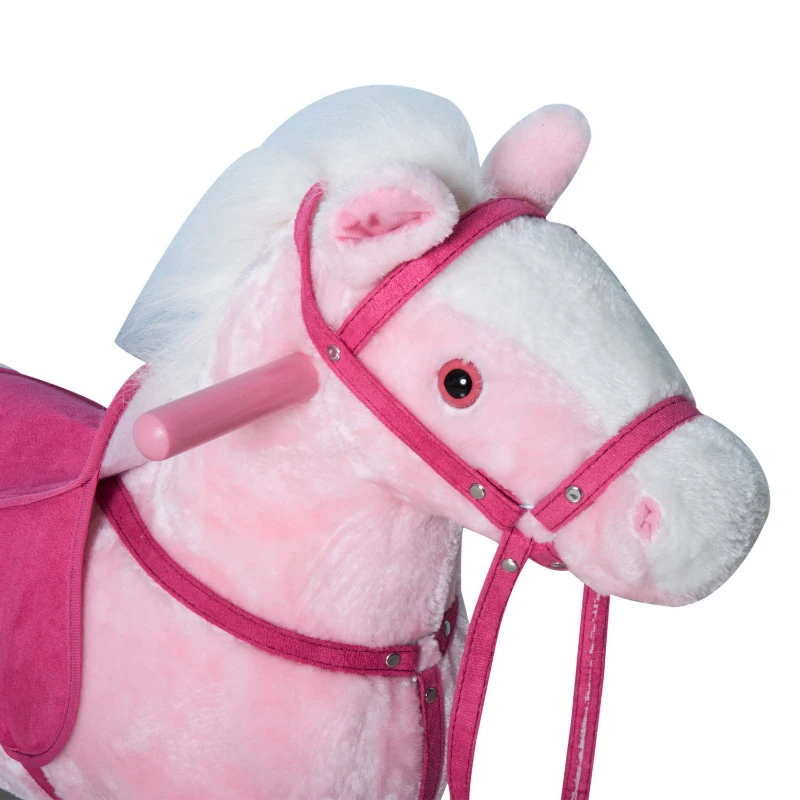 Qaba Plush Rocking Horse Soft Battery Operated Kids Toy Bouncing Rocker Ride-On Pony Walker - Pink