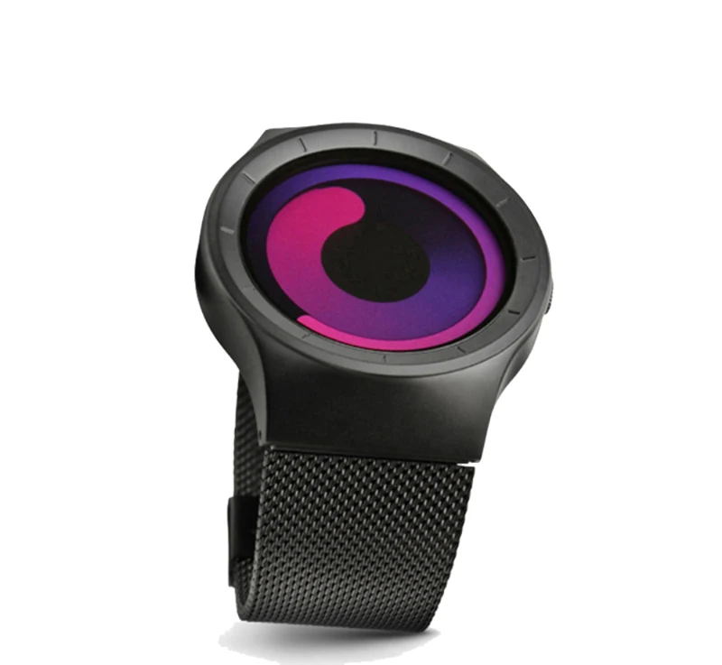 Senors Fashion Rotation Men Watches Vacuum Plating Quartz Sport Watch Men Sports Wristwatch Relogio Masculino--black strap and red dial plate