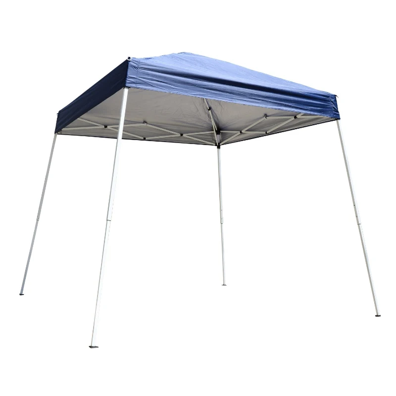 Outsunny 10' x 10' Easy Set Pop Up Canopy Tent Cover with Slanted Legs and Carrying Bag - Blue