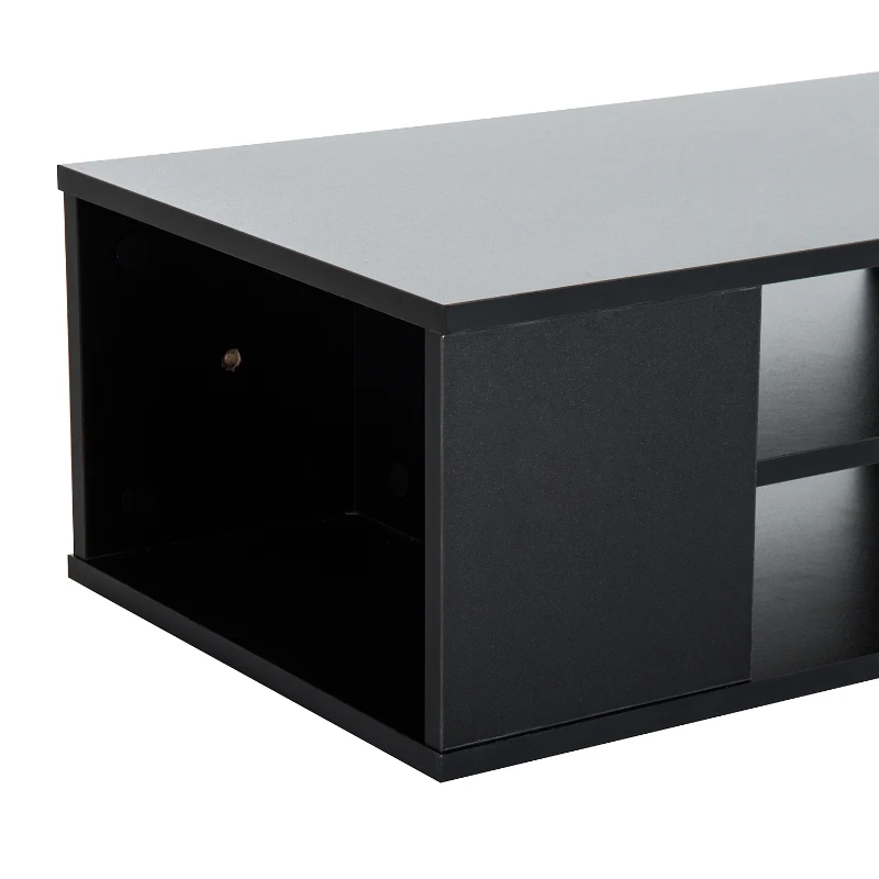 HomCom 48” Modern Wooden Floating Media Center Shelf Unit - Matte Black