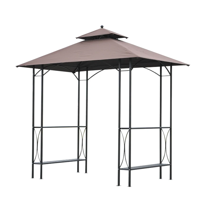 Outsunny 8' Outdoor Patio Double-Tier BBQ Grill Canopy Tent with Two Table Surfaces